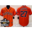 Men's Houston Astros #27 Jose Altuve Orange Team Logo 2022 World Series Cool Base Jersey