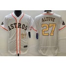 Men's Houston Astros #27 Jose Altuve White 2023 Gold Collection Authentic Jersey