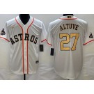 Men's Houston Astros #27 Jose Altuve White 2023 Gold Collection Cool Base Jersey