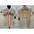 Men's Houston Astros #27 Jose Altuve White 2023 Gold Collection Player Number Cool Base Jersey