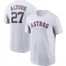 Men's Houston Astros #27 Jose Altuve White Printed T Shirt 112353