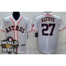 Men's Houston Astros #27 Jose Altuve White Team Logo 2022 World Series Cool Base Jersey
