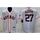 Men's Houston Astros #27 Jose Altuve White Team Logo Cool Base Jersey