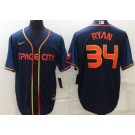 Men's Houston Astros #34 Nolan Ryan Navy 2022 City Connect Cool Base Jersey