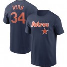Men's Houston Astros #34 Nolan Ryan Navy Printed T Shirt 112396
