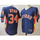 Men's Houston Astros #34 Nolan Ryan Navy Team Logo Cool Base Jersey