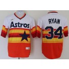 Men's Houston Astros #34 Nolan Ryan White Orange 2020 Cooperstown Collection Jersey
