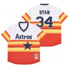 Men's Houston Astros #34 Nolan Ryan White Orange Throwback Jersey