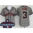 Men's Houston Astros #3 Jeremy Pena Gray 2022 World Series Champions Cool Base Jersey