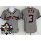 Men's Houston Astros #3 Jeremy Pena Gray 2022 World Series Cool Base Jersey