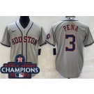 Men's Houston Astros #3 Jeremy Pena Gray Team Logo 2022 World Series Champions Cool Base Jersey