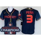 Men's Houston Astros #3 Jeremy Pena Navy City 2022 World Series Champions Cool Base Jersey