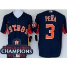 Men's Houston Astros #3 Jeremy Pena Navy Team Logo 2022 World Series Champions Cool Base Jersey