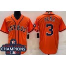 Men's Houston Astros #3 Jeremy Pena Orange Team Logo 2022 World Series Champions Cool Base Jersey
