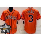 Men's Houston Astros #3 Jeremy Pena Orange Team Logo 2022 World Series Cool Base Jersey