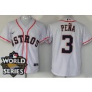 Men's Houston Astros #3 Jeremy Pena White 2022 World Series Cool Base Jersey