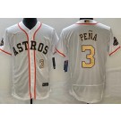 Men's Houston Astros #3 Jeremy Pena White 2023 Gold Collection Authentic Jersey