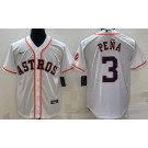 Men's Houston Astros #3 Jeremy Pena White Team Logo Cool Base Jersey