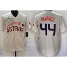 Men's Houston Astros #44 Yordan Alvarez Cream Throwback Cooperstown Limited Jersey