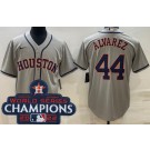Men's Houston Astros #44 Yordan Alvarez Gray 2022 World Series Champions Cool Base Jersey