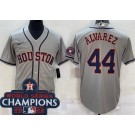Men's Houston Astros #44 Yordan Alvarez Gray Team Logo 2022 World Series Champions Cool Base Jersey