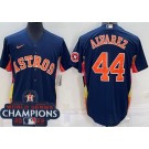 Men's Houston Astros #44 Yordan Alvarez Navy Team Logo 2022 World Series Champions Cool Base Jersey