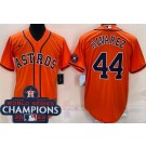 Men's Houston Astros #44 Yordan Alvarez Orange Team Logo 2022 World Series Champions Cool Base Jersey