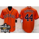 Men's Houston Astros #44 Yordan Alvarez Orange Team Logo 2022 World Series Cool Base Jersey