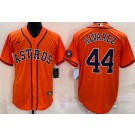Men's Houston Astros #44 Yordan Alvarez Orange Team Logo Cool Base Jersey