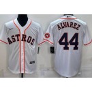 Men's Houston Astros #44 Yordan Alvarez White Team Logo Cool Base Jersey