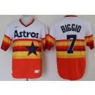 Men's Houston Astros #7 Craig Biggio White Orange 2020 Cooperstown Collection Jersey