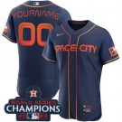 Men's Houston Astros Customized Navy City 2022 World Series Champions Authentic Jersey