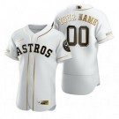 Men's Houston Astros Customized White Gold 2020 FlexBase Jersey
