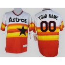 Men's Houston Astros Customized White Orange Throwback Cool Base Jersey
