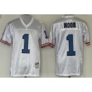 Men's Houston Oilers #1 Warren Moon White Throwback Jersey