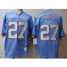 Men's Houston Oilers #27 Eddie George Light Blue Throwback Jersey