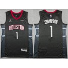 Men's Houston Rockets #1 Amen Thompson Black Sponsor Swingman Jersey
