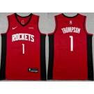 Men's Houston Rockets #1 Amen Thompson Red Sponsor Swingman Jersey