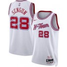 Men's Houston Rockets #28 Alperen Sengun White 2025 City Heat Press Jersey