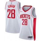 Men's Houston Rockets #28 Alperen Sengun White Heat Press Jersey