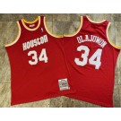 Men's Houston Rockets #34 Hakeem Olajuwon Red 1993 Throwback Authentic Jersey