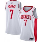 Men's Houston Rockets #7 Kevin Durant White Heat Press Jersey