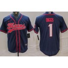 Men's Houston Texans #1 Stefon Diggs Limited Navy Fashion Baseball Jersey