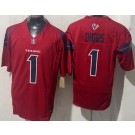 Men's Houston Texans #1 Stefon Diggs Limited Red FUSE Vapor Jersey