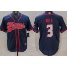 Men's Houston Texans #3 Tank Dell Limited Navy Fashion Baseball Jersey