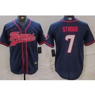 Men's Houston Texans #7 CJ Stroud White Limited Navy Fashion Baseball Jersey