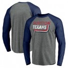 Men's Houston Texans Gray Tri Blend Raglan Athletic Long Sleeve T Shirt