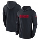 Men's Houston Texans Navy Sideline Hoodie Performance Long Sleeve T Shirt