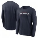 Men's Houston Texans Navy Sideline Infograph Lock Up Performance Long Sleeve T Shirt
