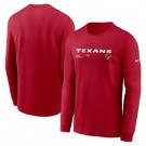 Men's Houston Texans Red Sideline Infograph Lock Up Performance Long Sleeve T Shirt